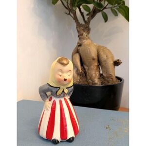 Vintage Girl Pepper Shaker – Retro Ceramic Salt Figurine– Replacement Shaker